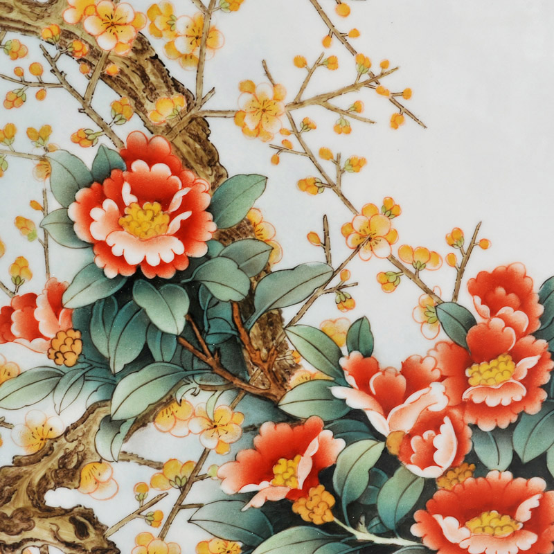 Jingdezhen ceramics Feng Huiying hand - made powder enamel four long porcelain art adornment new home furnishing articles in the living room