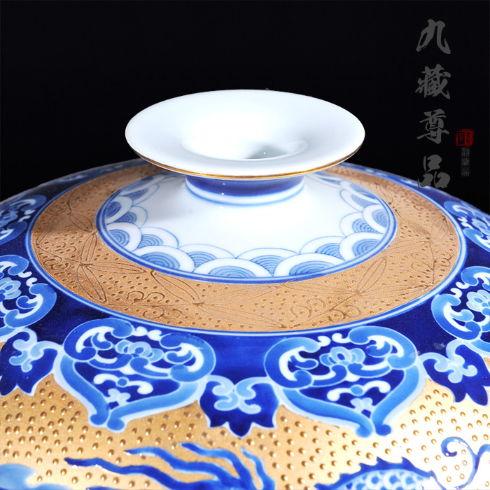 Jingdezhen ceramics classic antique hand - made with Jin Longfeng pomegranate bottle craft ornaments furnishing articles new vase