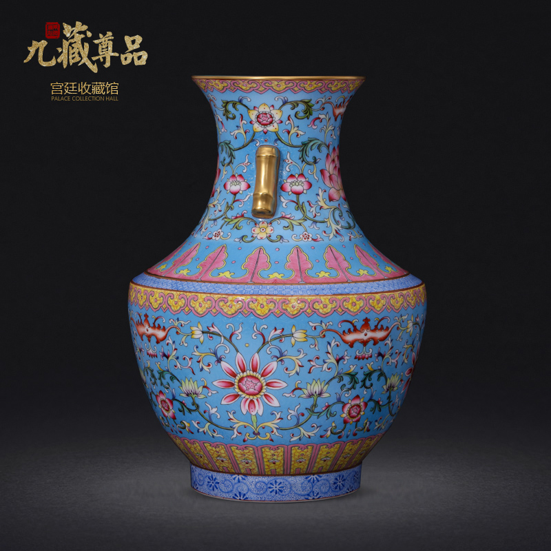 Jingdezhen ceramics powder imitation the qing qianlong pastel to tie up branch grain see ears crafts vase collection