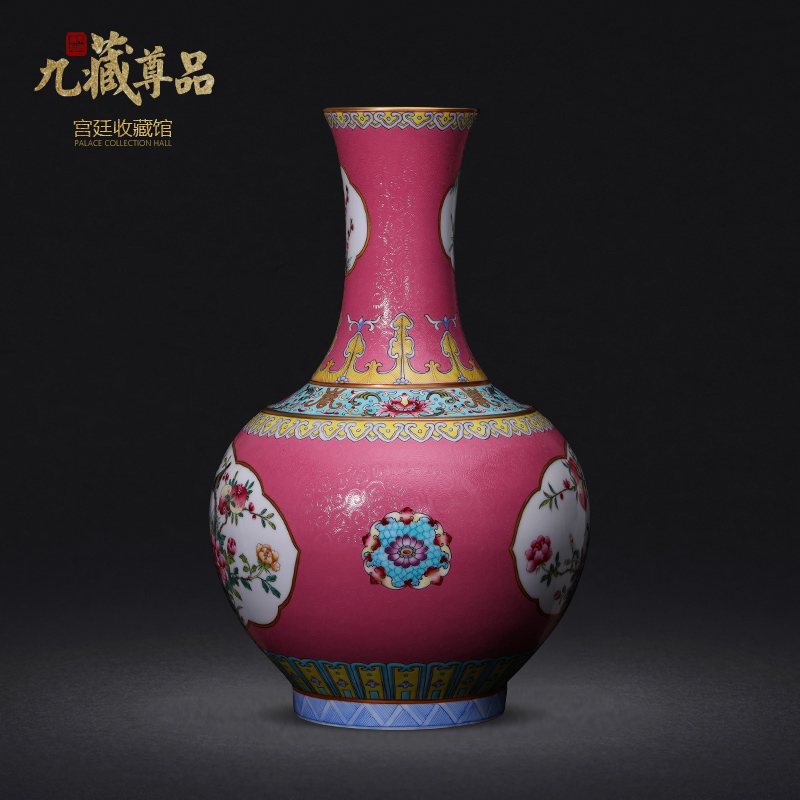 Jingdezhen ceramics imitation the qing qianlong hand - made Windows powder enamel bottle collection sitting room home decoration furnishing articles