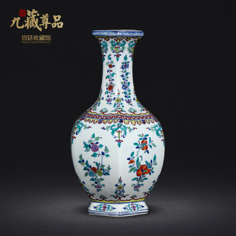 Jingdezhen ceramics vase furnishing articles celebrity hand - made ceramic vase archaize ceramic vases, bucket color hexagonal vase