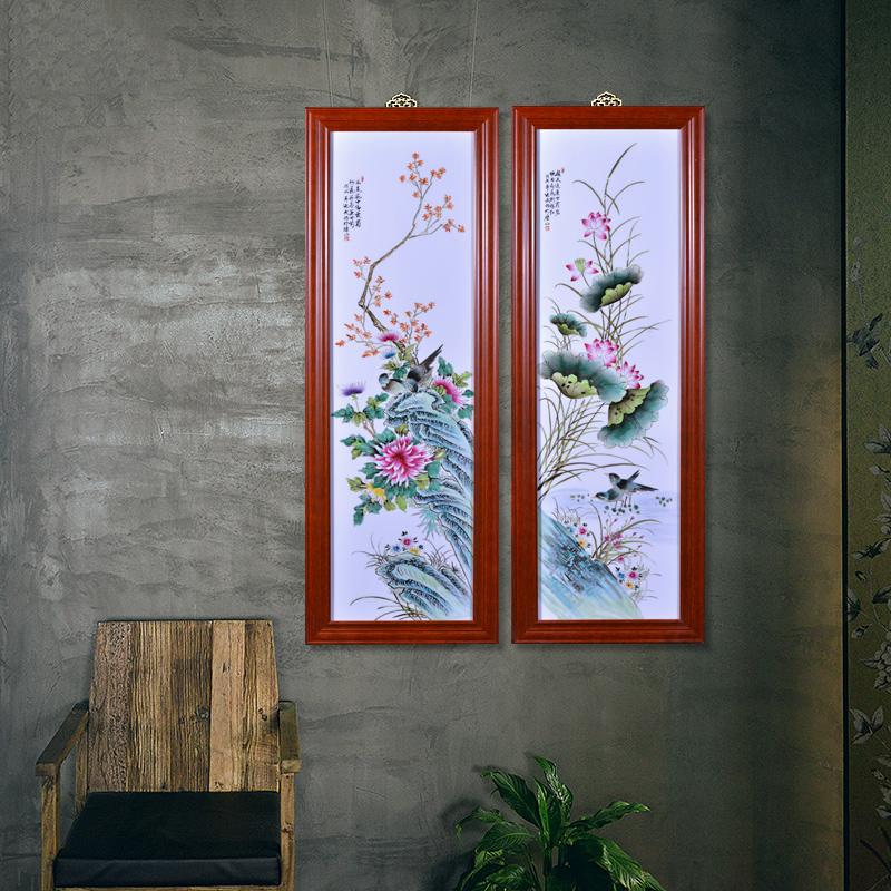 Jingdezhen ceramics Liu Shuwu hand - made powder enamel porcelain plate four screen painting the sitting room adornment household furnishing articles