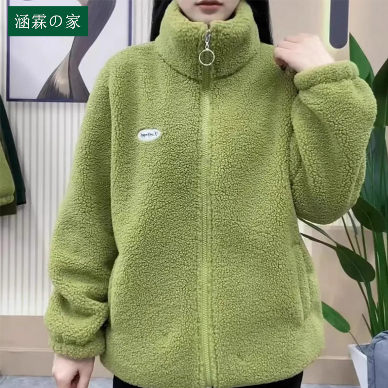 Short Coat for Women, Thickened with Integrated Fleece, New Autumn and Winter Style, Age-Reducing, Stylish, Fleece-Lined, Particle Fleece, Warm Lamb Wool Top