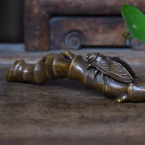 West Cooling Print Society Golden Cicada Pen Holder Bronze Room Book House Items Cultural Business Gift Home Swing