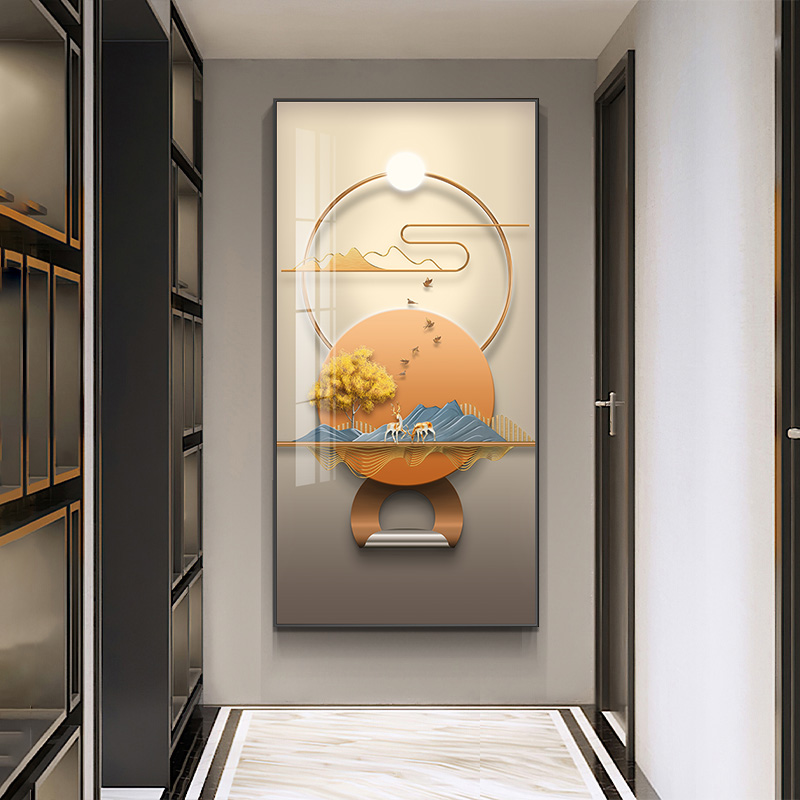 2021 new modern minimalist porch decorative painting abstract large vertical version mural light luxury style corridor aisle hanging painting