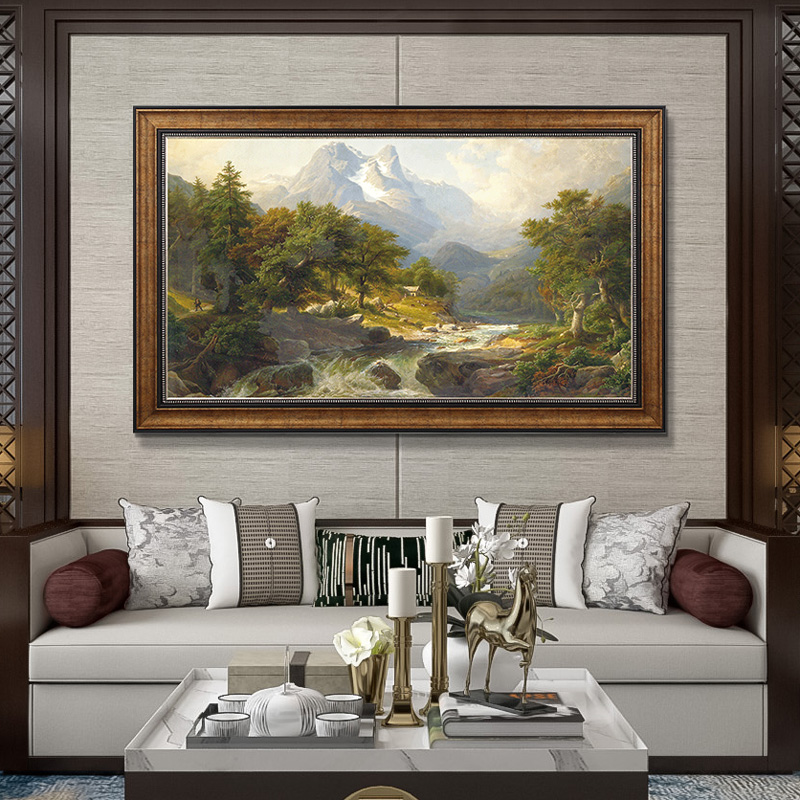 Nordic style living room decorative painting classical retro hanging painting landscape painting with dining room bedroom bedside painting large mural