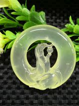 Xiuyan jade ice seed material Palm reach out to the treasure bergamot pendant hanging necklace sweater chain car hanging