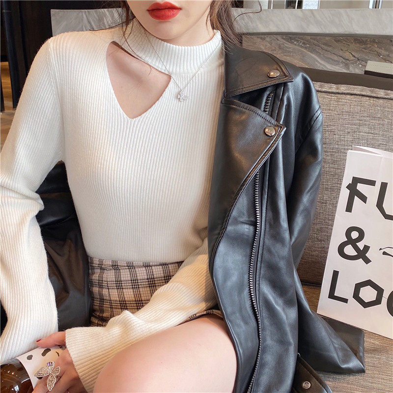 Knitwear women's spring and autumn new 2022 exploits hollowed-out sweater for a 100 hitch with a careful machine to beat the bottom blouse