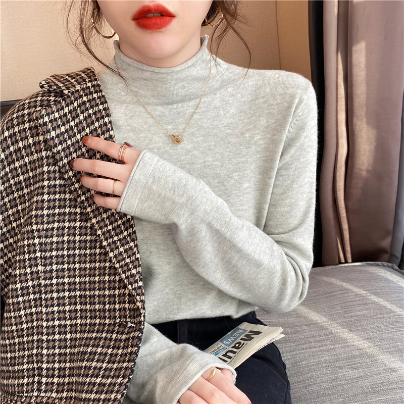 Half turtleneck sweater women's autumn and winter 2022 new popular bottoming shirt with Western style all-match thick knitted top