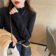 Velvet half turtleneck bottoming shirt for women, autumn and winter 2023 new style white high-end fungus edge mid-collar top