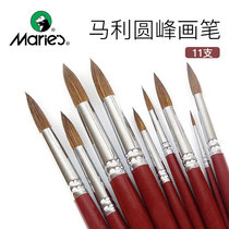 Malley G1180 round peak horse hair mixed watercolor painting pen Art student special brush gouache acrylic oil painting brush