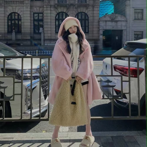 Бархатное длинное пальто с капюшоном, длина макси, оверсайз, увеличенная толщина