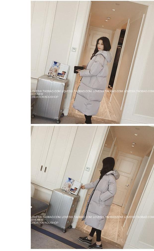 Áo chống mưa mùa hè cho nữ áo khoác cotton mùa đông Áo khoác cotton qua đầu gối oversize dịch vụ bánh mì đôi áo phao nữ mũ lông