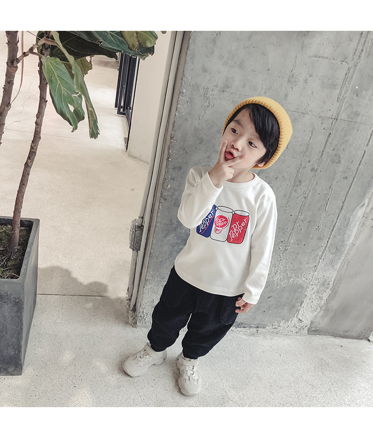 Áo thun bé trai cotton dài tay 2018 mùa xuân mới và mùa thu trẻ em mùa thu quần áo trẻ em phiên bản Hàn Quốc của áo sơ mi thủy triều đồ trẻ em