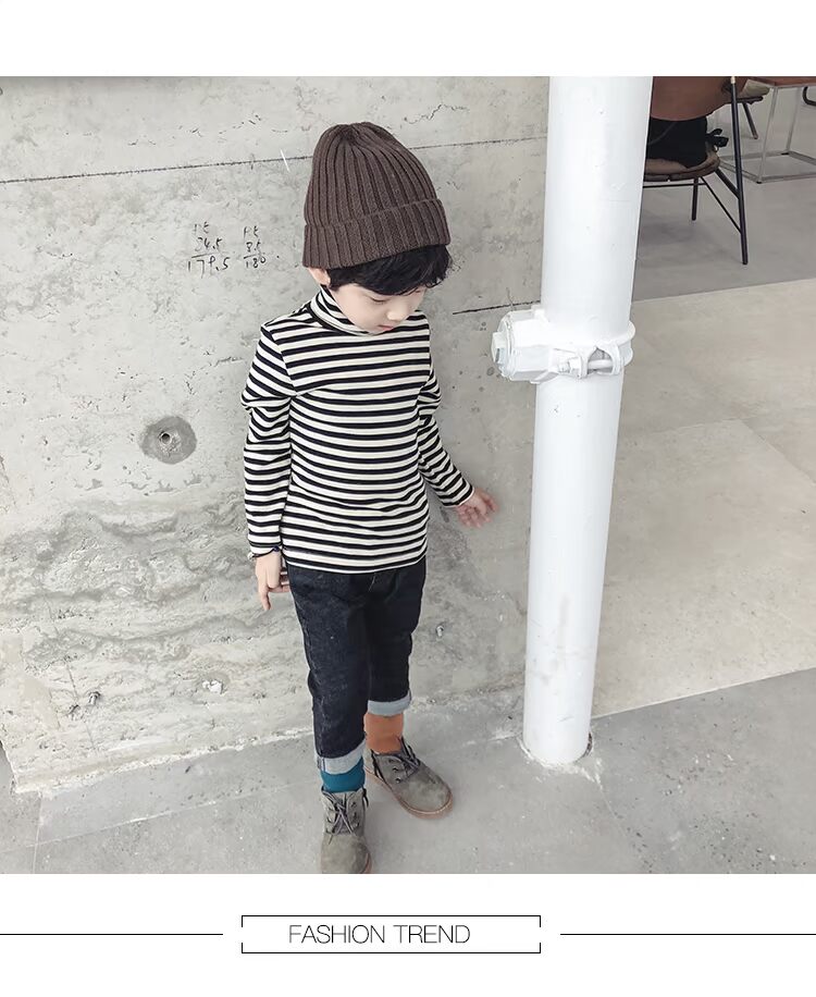 Áo thun bé trai nửa cổ cao chạm đáy áo mùa thu đông cho bé trai Áo thun cotton 2018 bé trai lớn bé trai phiên bản Hàn Quốc áo thun mùa đông bé gái