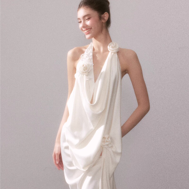 Yzzihe|"Dingdal Secret Realm" Xia Xin Muse Goddess Elegant Aurora Glossy Satin Long Dress Yzzihe|"Dingdal Secret Realm" Xia Xin Muse Goddess Elegant Aurora Glossy Satin Long Dress