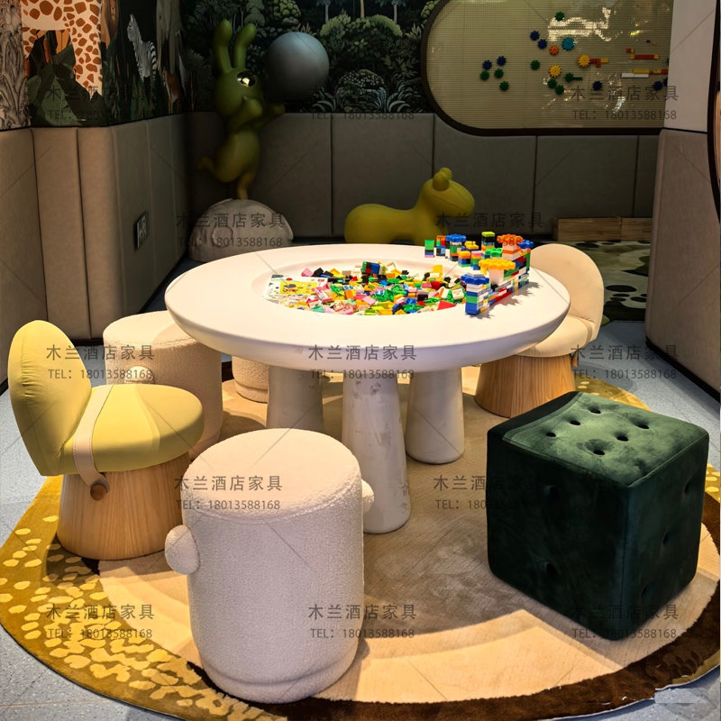 Sales Office, Hotel, Leisure Area, Handmade Play Area, Children's Tables and Chairs, Mezzanine, Kindergarten, Training Institution, Building Blocks, Round Table
