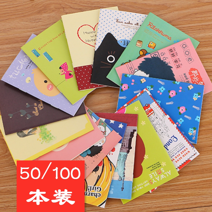 Mini small notebook cartoon pattern portable this portable student stationery 50 sets of pockets wholesale