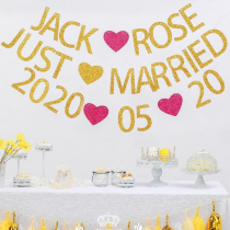 Flash gold powder alphanumeric wedding birthday party anniversary name date pull flower banner banner banner