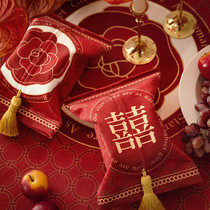 Happy Words Silk Satin Tissue Bag Kit Creative Chinese Fabric Wedding House Decoration Home Wedding Drawing Cardboard Box Wedding