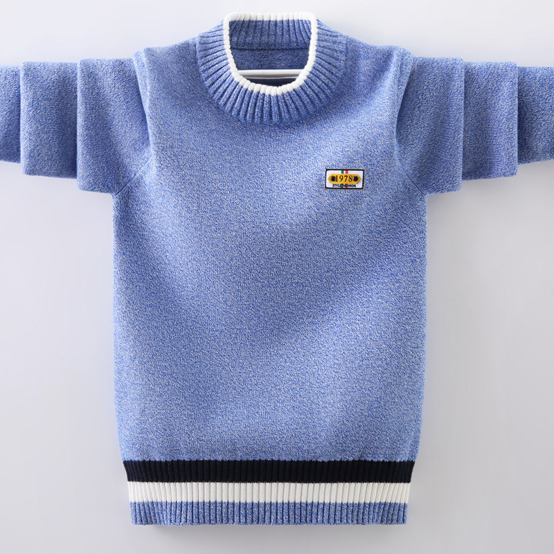 Boys' sweater pullover round neck children's autumn and winter knitted plush