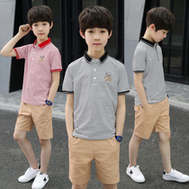 Boys summer suits 8-year-old boys summer 13 handsome 12 middle-aged children 15 childrens summer foreign-style primary school students 9 tide