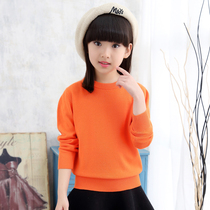 Girls sweater round neck spring and autumn thin section 2019 new middle and large childrens pullover knitted sweater childrens girls bottoming shirt