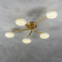 Postmodern light luxury chandelier living room lamp all copper marble chandelier Nordic style bedroom simple home restaurant lamp