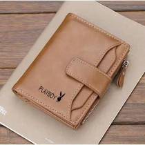 Playboy Wallet Short Mens Genuine Leather Texture Solid Color Youth Multi-Card Slots 2022 Popular College Student Card Holder