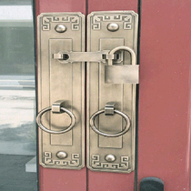 Chinese antique pure copper lock latch bolt door bolt buckle cabinet door handle large door handle all copper wooden door padlock