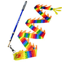 5 7 9 meters telescopic long pole ribbons colorful tubular diabolo dragon swing dragon square dance ribbon fitness