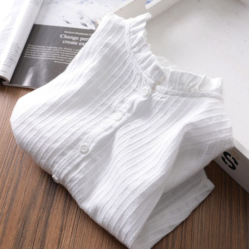 Breathable and soft~ Girls' cotton white shirt spring and autumn baby bud stand-up collar shirt children's long-sleeved shirt bottoming shirt