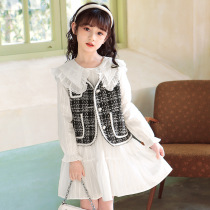 Girl Spring Dress Dress Dress 2022 New Tide Suit Girl Foreign Air Princess Dresses Small Balsami Two Sets