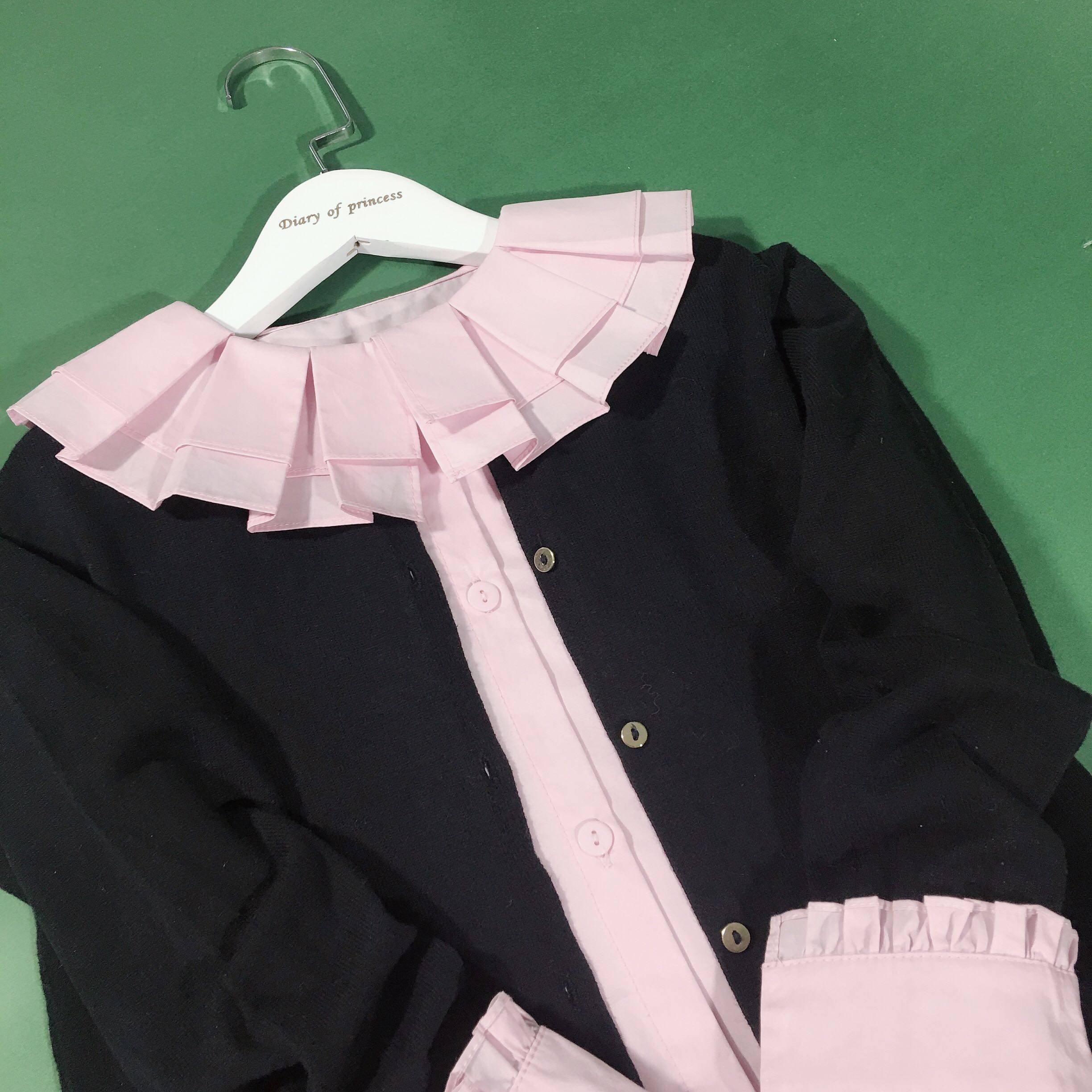 Nhật ký quần áo công chúa trẻ em 2018 xuân hè bé gái áo sơ mi cotton xếp li cổ áo công chúa retro shop quan ao tre em