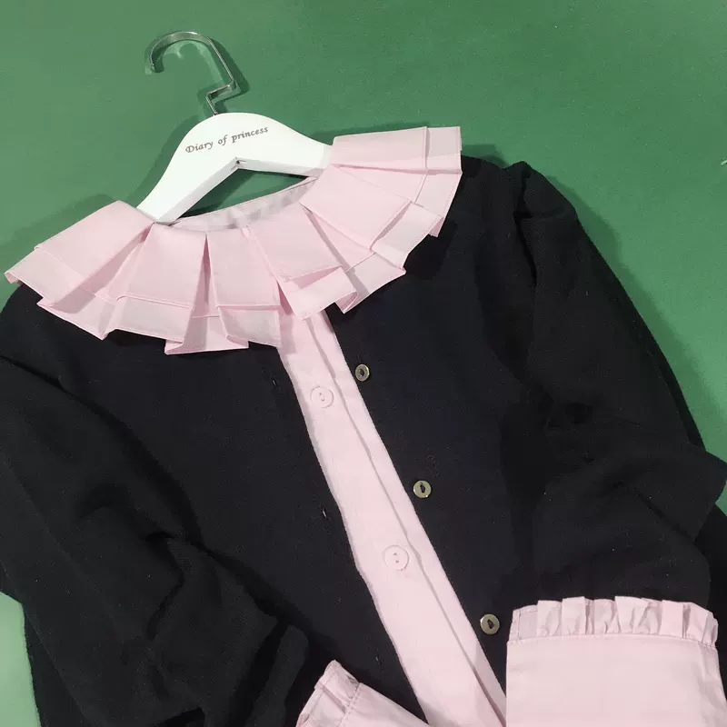 Nhật ký quần áo công chúa trẻ em 2018 xuân hè bé gái áo sơ mi cotton xếp li cổ áo công chúa retro áo sơ mi bé trai size đại