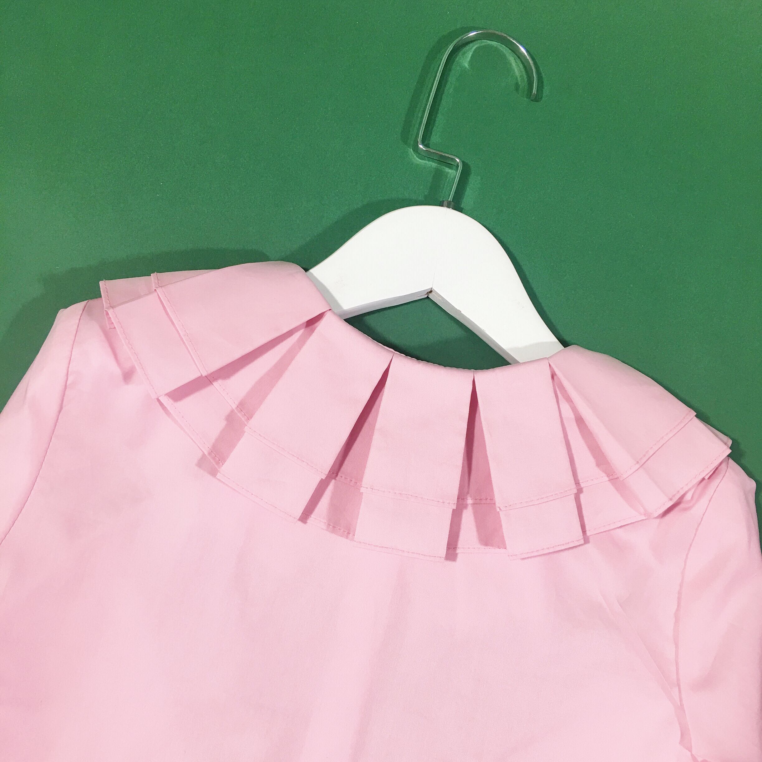 Nhật ký quần áo công chúa trẻ em 2018 xuân hè bé gái áo sơ mi cotton xếp li cổ áo công chúa retro shop quan ao tre em