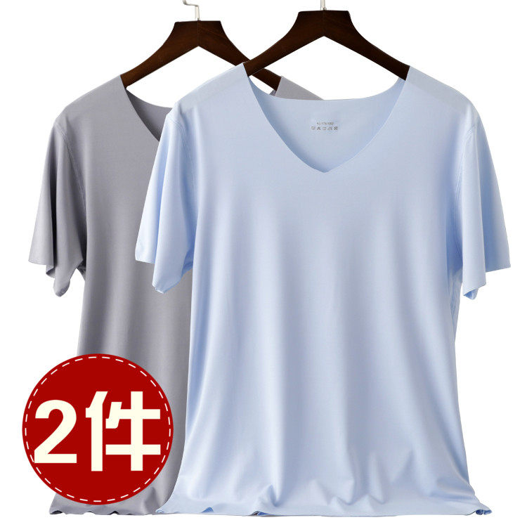 No-mark short sleeve t-shirt male ice silk youth tight elastic movement thin undershirt speed dry half sleeve summer-Taobao