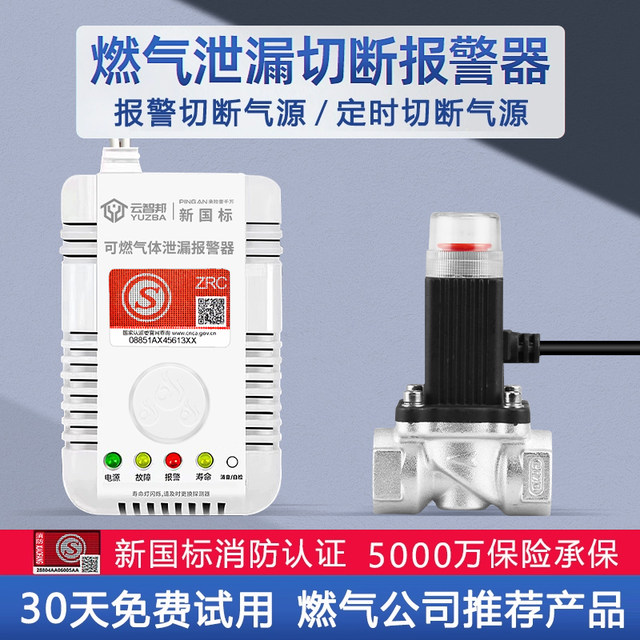 Natural Gas Leak Alarm, Household and Commercial Natural Gas Leak Automatic Shut-Off Solenoid Valve, Emergency Protection Safety Valve