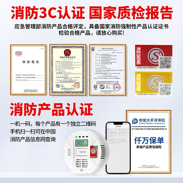 Carbon Monoxide Alarm for Home, Outdoor Camping, Coal, Briquettes, Smoke, Coal Detector, Co Detection Alarm