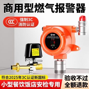 Gas Alarm for Commercial Catering, Natural Gas, Liquefied Gas, Combustible Gas Detection, Gas Leakage Automatic Shut-Off Valve