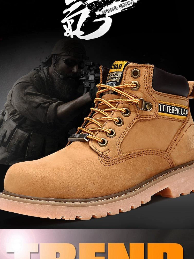 Giày bảo hiểm lao động chống va đập Martin Boots nam mũi thép giày nam giày bảo hộ lao động da thật đến mắt cá chân mùa hè da bò chống trượt