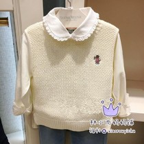  Spot 20 autumn T bear girls  knitted vest TKVK93852B wide leg pants three points TKTH97851O