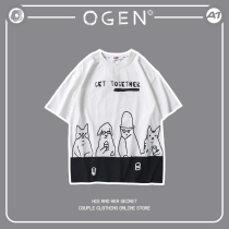 OGEN CLUB21SS tide brand men and women lovers with the same casual afternoon tea time off-the-shoulder short-sleeved T-shirt