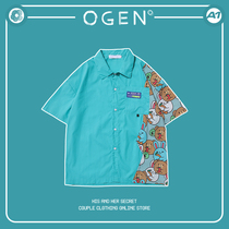 OGEN Club21SS tide brand men and women with the same loose stitching pile bear print short-sleeved shirt