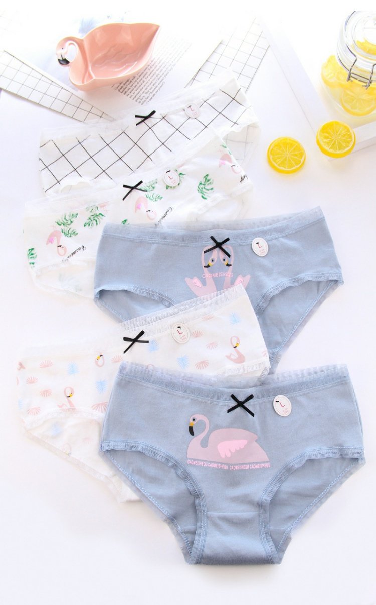 Dễ thương cotton cô gái túi hip flamingo quần lót nữ cotton eo phụ nữ cotton tam giác đáy quần bán buôn quần lót lọt khe xuyên thấu