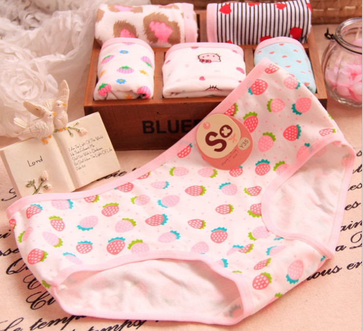 Quần lót nữ cotton phim hoạt hình in ấn dễ thương kích thước lớn gói hip eo nhỏ bông phụ nữ ladies tam giác tóm tắt bán buôn