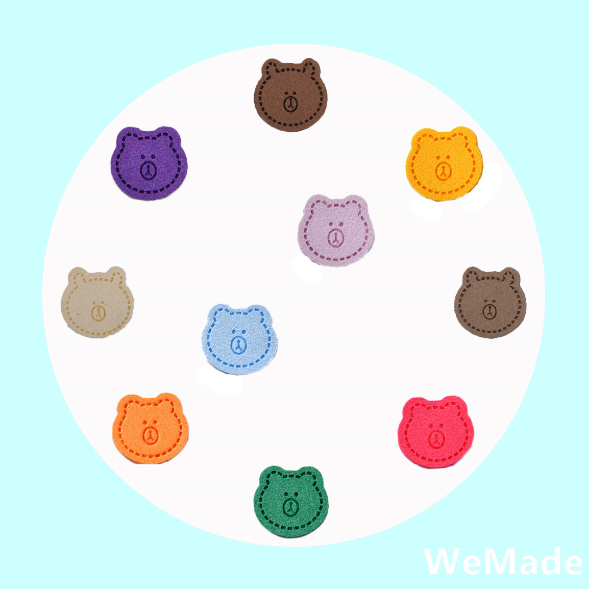 自粘卡通小熊头帽子围巾饰品衣服裤子破洞补丁羽绒服超纤皮革布贴