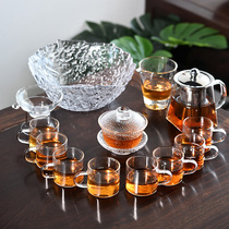 High temperature resistant glass teapot kutian tea with tea maker suit cooking tea home living room filter flower tea transparent brief