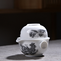Express Guest Cup Travel Tea Set A Pot of Two Poo Tea Set On-board Outdoor Office Ceramic Kung Fu Tea Kit