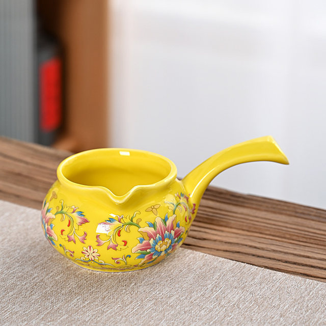 ສີມ່ວງຊາຍ ceramic fair cup side handle tea divider integrated tea cup home kung fu tea set accessories fair cup tea sea